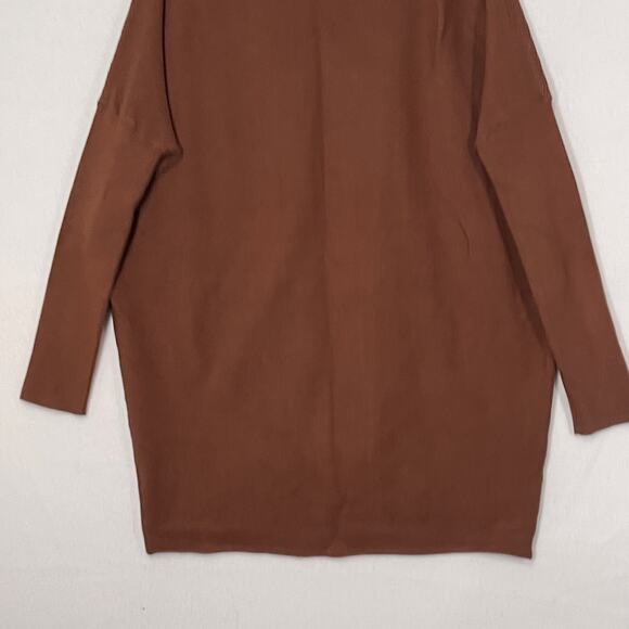 Shein Oversized Brown Rib Knit Sweater Womens Medium Long Length Baggy Grunge - Picture 2 of 10